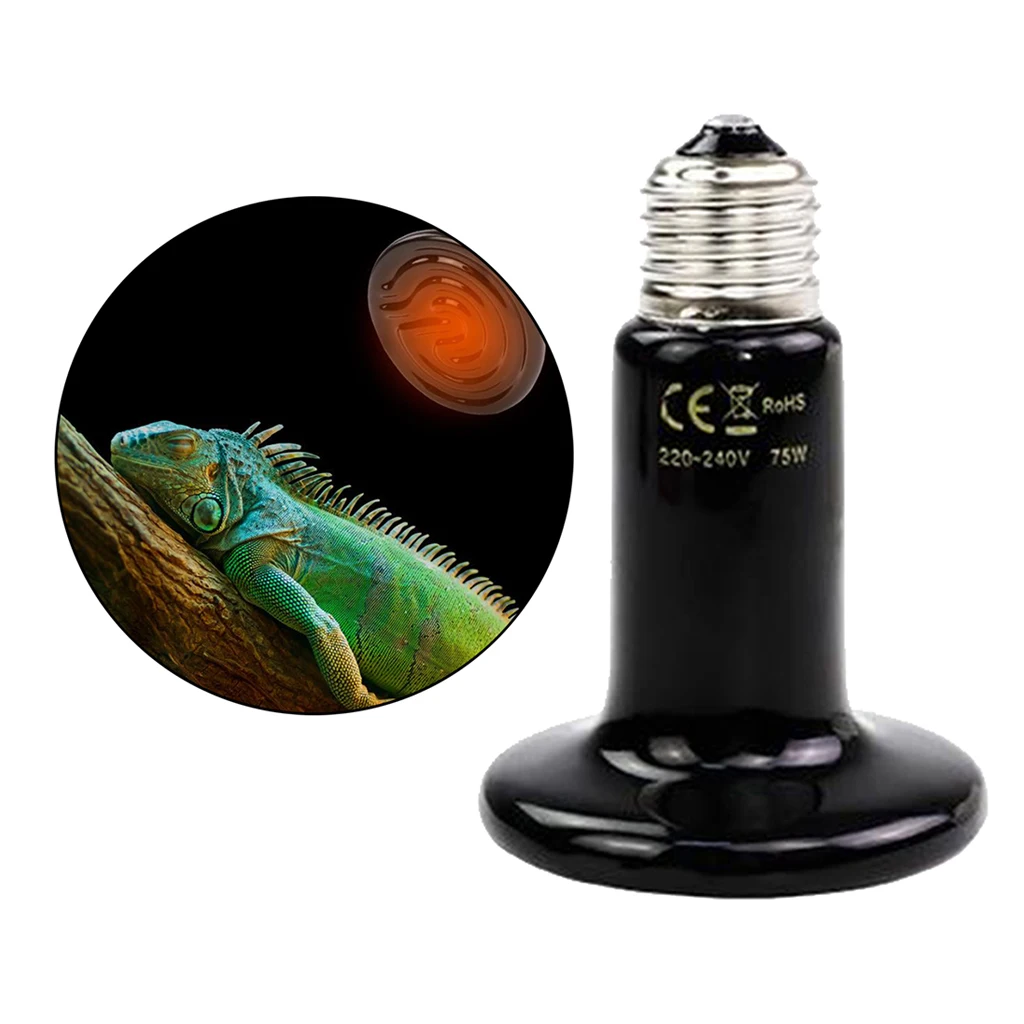 Reptile Heat Lamp Infrared Ceramic Heating Non-Light Lamps Emitter 220v Black