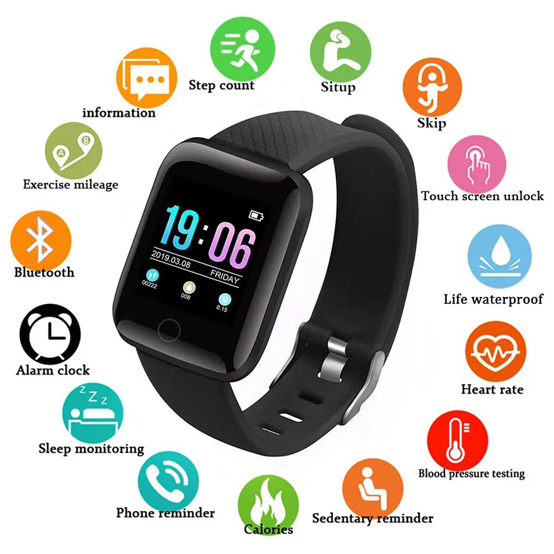 

Bluetooth Smart Watch Heart Rate Blood Pressure Wristband Men Women D13 Fitness Tracker Waterproof Watch For Android Apple Phone