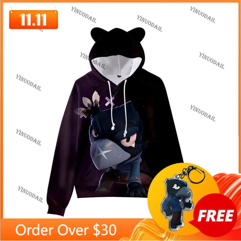 

Cartoon Star Demon Mecha Crow Shooter Shark Leon Cute Cat Ear Kids Hoodie Boys Girls Jacket Tops Shoot Shooting 3D Sweatshirt