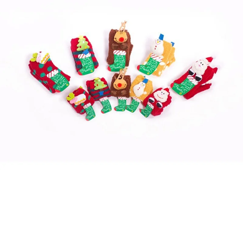 10 пар/упак. Семья Рождественские носки для взрослых и детей спальный носки-тапочки плюшевые колготки кораллового цвета плотной полотенечной ткани Носки милые теплые домашние Тапочки - Цвет: random