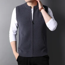 

DIMI Men Retro Crew Woolen Sleeveless Casual Man Clothes Top Grade New Autum Winter Fashion Brand Zipper Knit Cardigan Sweater