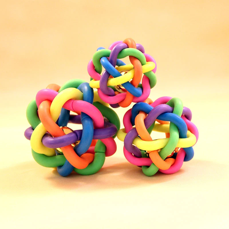 

Puppy Dog Toy Colorful Bouncy Rubber Balls with Bell for Pet Training Playing Chewing