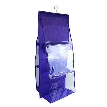 

6 Pocket Folding Hanging Bag Clear Handbag Purse Storage Holder Closet Bag Storage Hanging Organizer High Quality