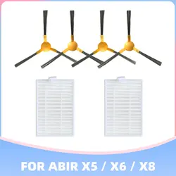 Escova lateral & filtro hepa para abir x5/x6/x8/iboto inteligente aqua c820w robô aspirador de pó peças de reposição acessórios do agregado familiar