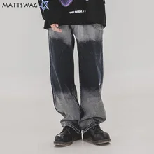 MATTSWAG Distressed Men Jeans Gradient Splice Straight Men Denim Pant Hip Hop High Streetwear Designer Jean Mens High Quality MATTSWAG Distressed Men Jeans Gradient Splice Straight Men Denim Pant Hip Hop High Streetwear Designer Jean Mens High Quality