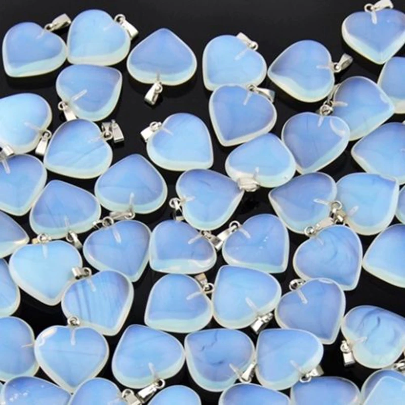 10pcs/LOT Fashion Natural Stones Charms Moonstones Love Heart Charms Pendants for Jewelry Making 2