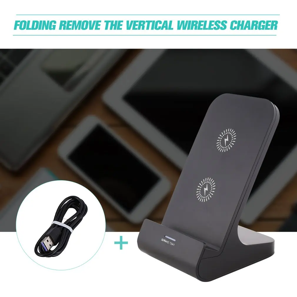 Двойное быстрое зарядное устройство USB Qi сертифицированная Подставка для зарядки с двойным USB совместима с iPhone 10W для Galaxy Note 9