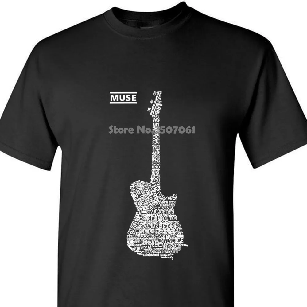 Футболка Muse V2 с логотипом гитара черная S 5xl новинка 2019 модные мужские футболки