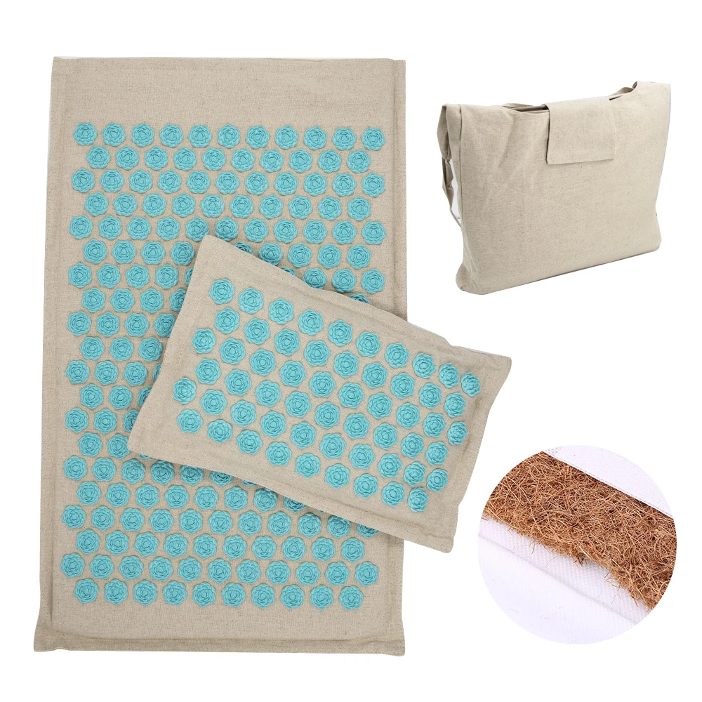 Coconut Fiber Lotus Acupressure Mat Set Back Body Massage Mat with Pillow Relaxation Stress Relief Yoga Massager Cushion Shiatsu afbeelding