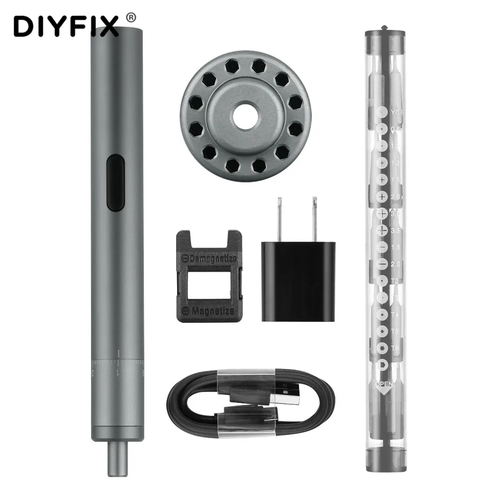 DIYFIX 20 шт. электрическая отвертка для Xiaomi iPhone перезаряжаемый беспроводной шуруповерт с светодиодный светильник литиевая батарея