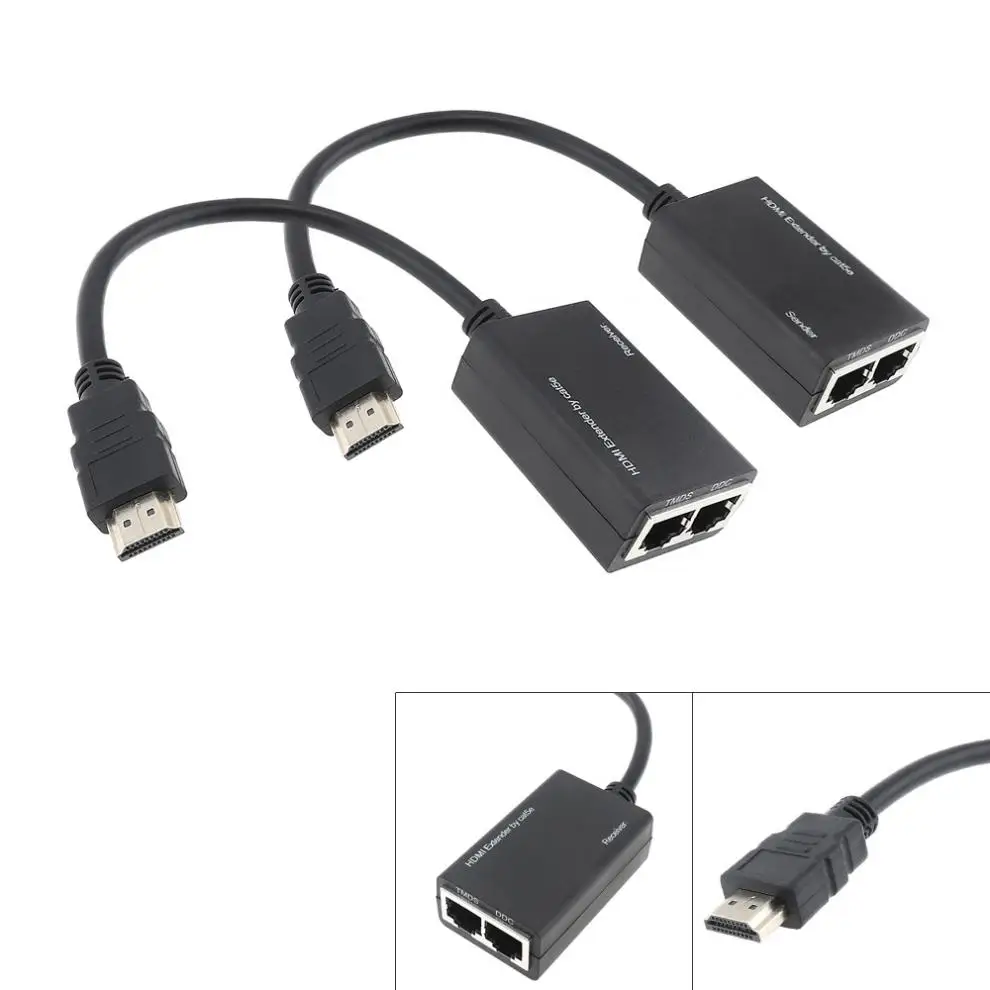 1080P HDMI удлинитель 2 шт Cat-5e Cat-6 кабель Ethernet ретранслятор HDTV 3D до 100 футов HDMI удлинитель