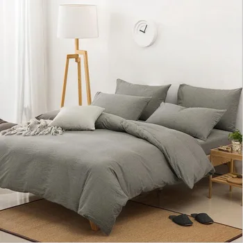 

Junwell 100% Cotton Duvet Cover Set Japanese Simple Solid Washed Cotton Soft Fabric Quilt Cover Japanese Style Simple Design