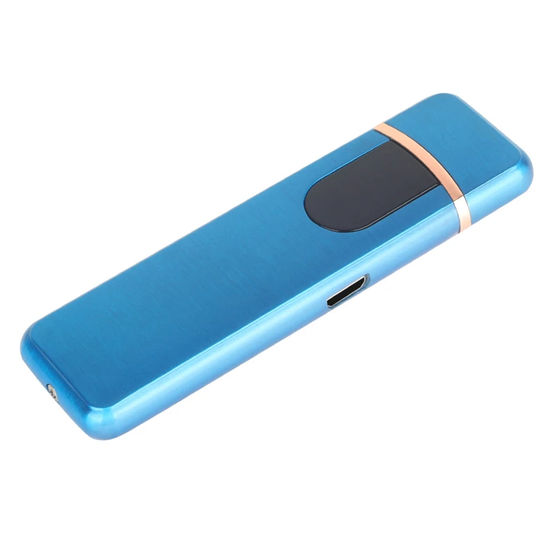 Сенсорный индукционный экран USB Электронная зарядка Зажигалка сенсорная ветрозащитная сигарета Классическая Высококачественная подарочная Зажигалка - Цвет: Blue