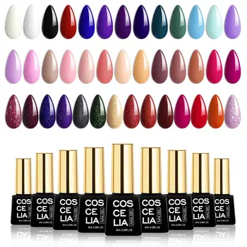

COSCELIA Gel Nail Polish Kit Nail Art UV LED Gel Set Long Lasting Gel Nail Polish Kit Soak off Varnishes For Manicure