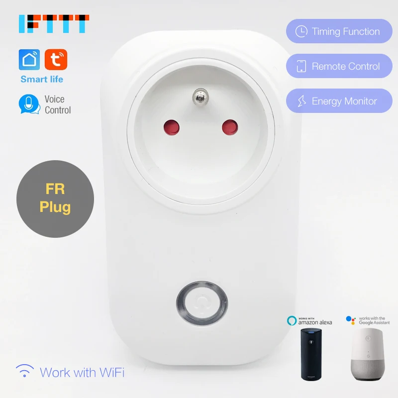 

30pcs WIFI Smart France Plug Power Monitor 16A FR Smart Socket Wireless Outlet Voice Control Work with Alexa Google home