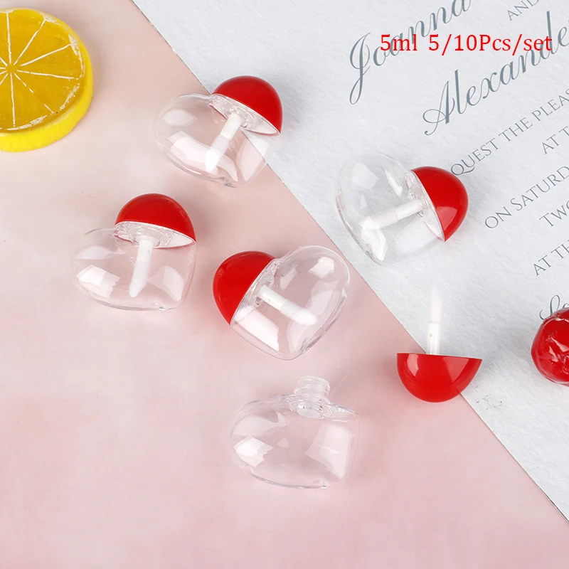 

5/10Pcs Cute Love Heart Shaped Empty Lip Gloss Container DIY Mini Balm Tubes Bottle Cosmetic Container Tool Makeup Organizer