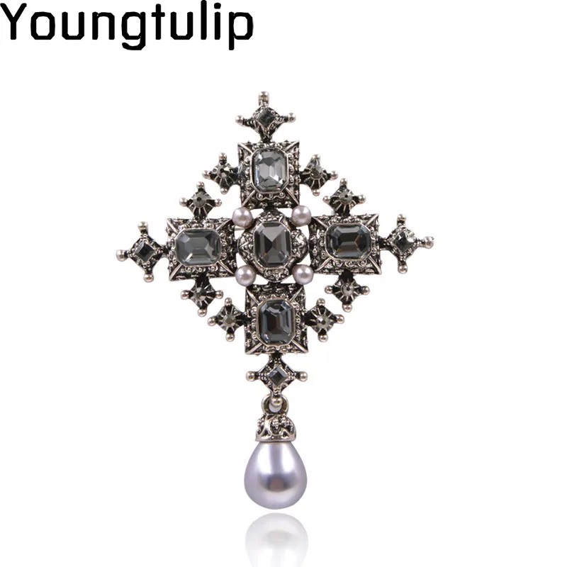 Классическая жемчужная брошь Young Tulip с крестом булавки для женщин очаровательные