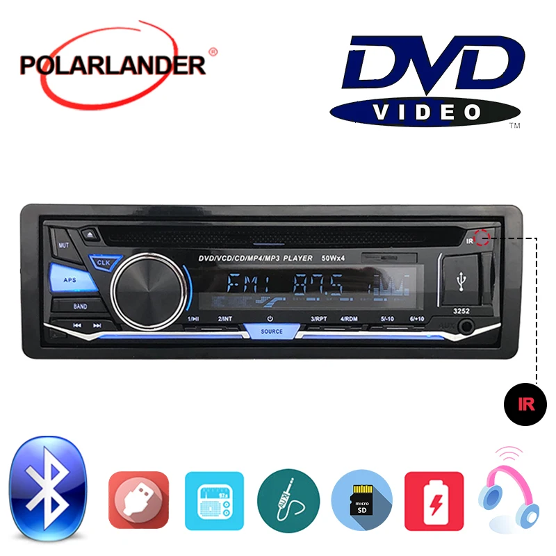 Автомобильный радиоприемник Bluetooth Съемная панель CD DVD MP3 плеер FM AUX IN USB SD-карта