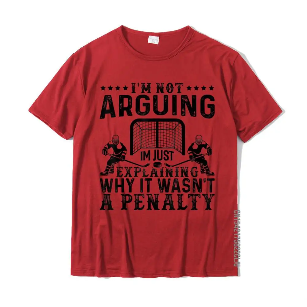 EuropeCasual Short Sleeve T Shirt Labor Day Dominant O Neck 100% Cotton Tops Shirt Men Tshirts Casual Top Quality Hockey Player Arguing Gift Funny Hockey T-Shirt__26289 red