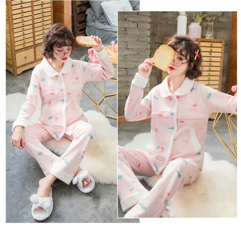 Algodão dos Desenhos Pijamas para Grávidas Animados Impresso Algodão Pçs - Sets Maternidade Enfermagem Pijamas Gravidez Homewear 100% 2 15 100% algodão dos desenhos animados impresso algodão