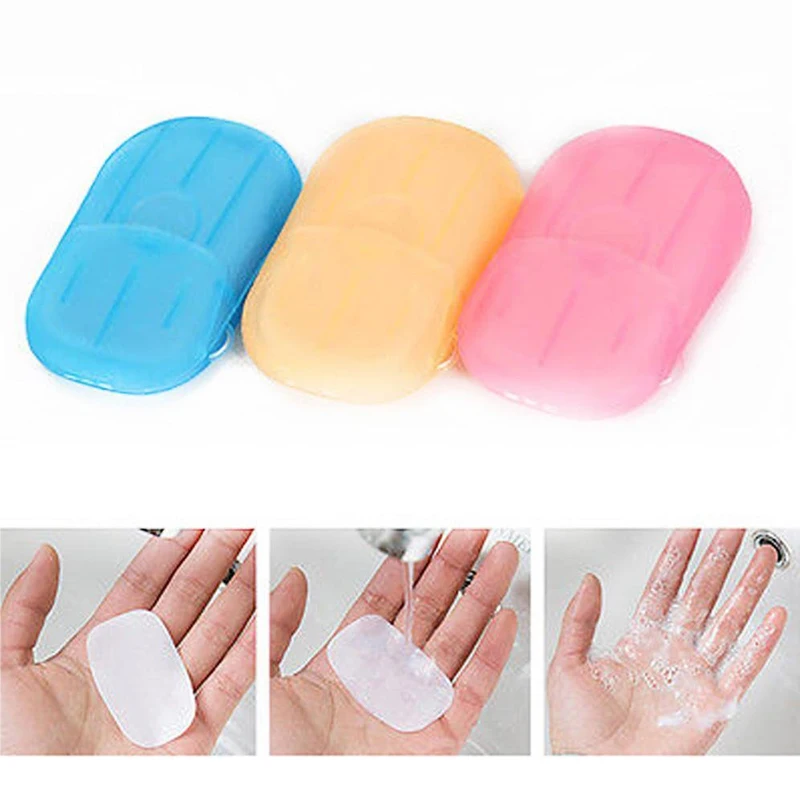 Disposable Soap Paper Sheet Portable Boxed Soap Box Mini Washing Hand Bath Soap Paper Flakes Travel Cleaning Carry 20 Pcs/Box