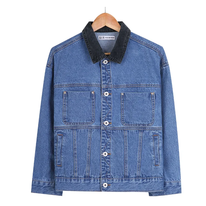 LEIJIJEANS, новинка, большой размер, женская, цвет, совпадающий, с отворотом, свободная джинсовая куртка с квадратным карманом, тренд размера плюс, джинсовая куртка