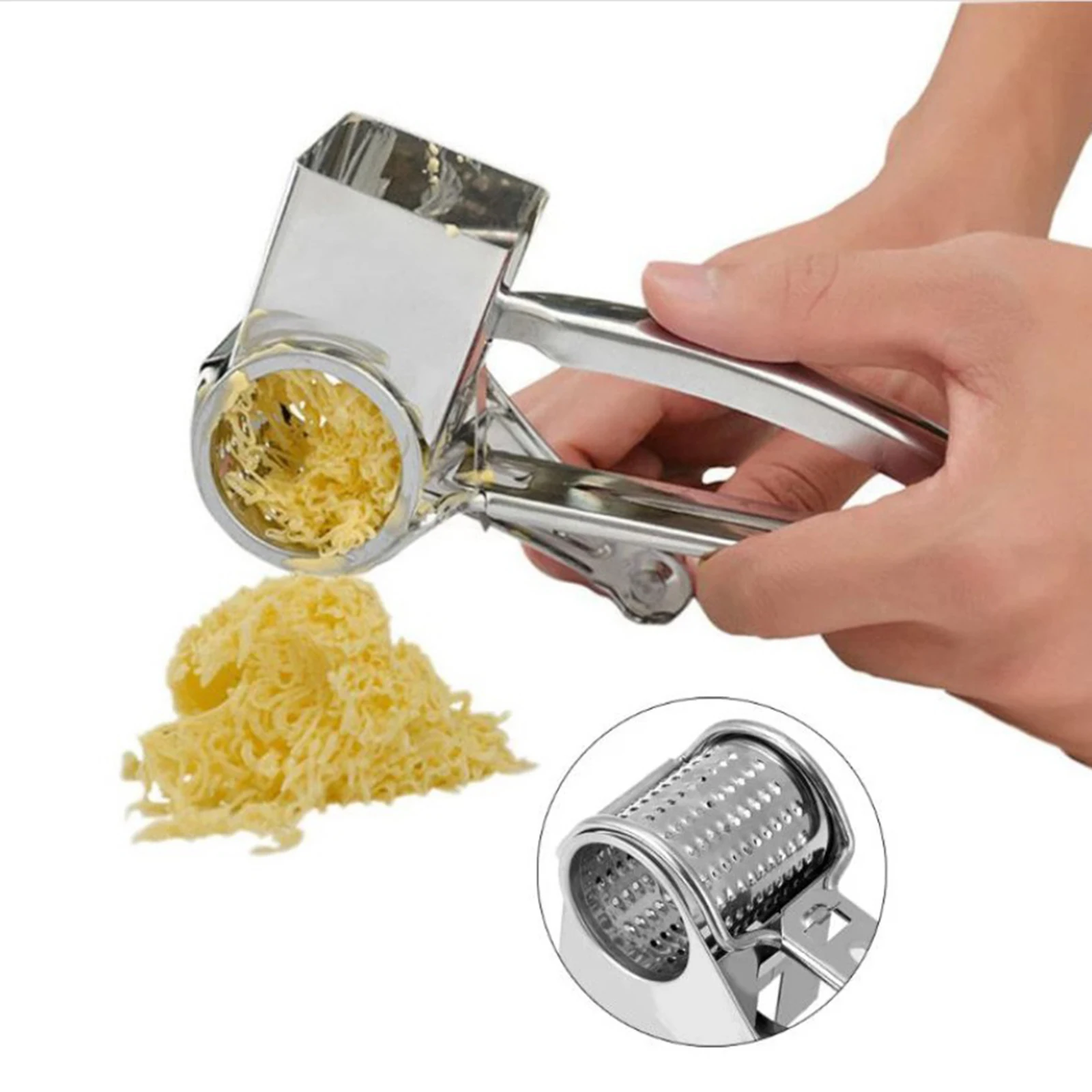 Manual Round Mandoline Slicer Shredder Rotary Cheese Grater Vegetable Cutter