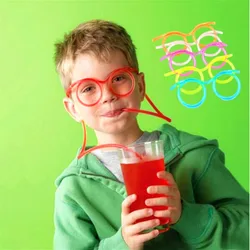 1/7/10pcs Party Decortion Glasses Straws Drinking Tube Kids Party Accessories DIY Straws for Birthday Crazy Party Supplies