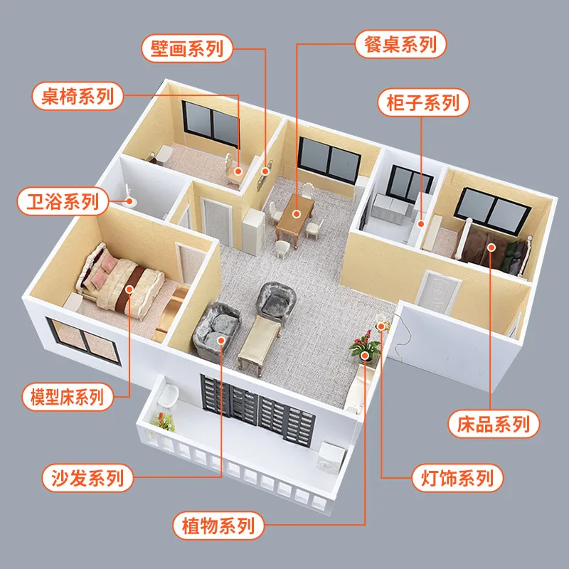 1:50 Scale Miniature Furniture Realistic DIY Model Dollhouse Office Kits Kitchen Accessories Tabletop Scenery DIY Craft Kits — view 3