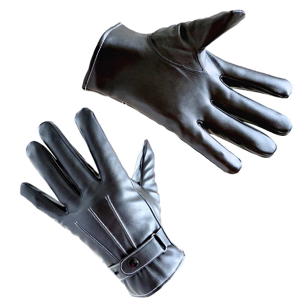 Перчатки с сенсорным экраном, черные кожаные перчатки для вождения, ветрозащитные перчатки для катания на лыжах, Зимние перчатки для сноуборда, снегохода, мотоцикла