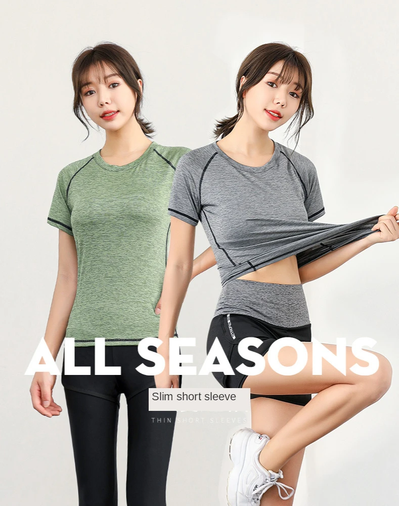 Women Short Sleeve Sexy Yoga T Shirts Solid Sports Quick Dry Fitness Gym Tops Running Breathable Cloth