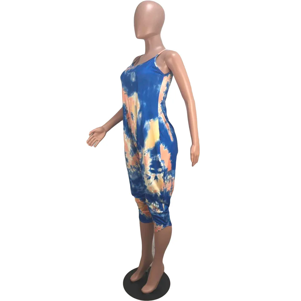 Новинка, S-XXL, женский комбинезон, Wantmove, сексуальный, в полоску, без рукавов, свободный, с принтом, повседневные, короткие штаны, Клубные комбинезоны, WM1113