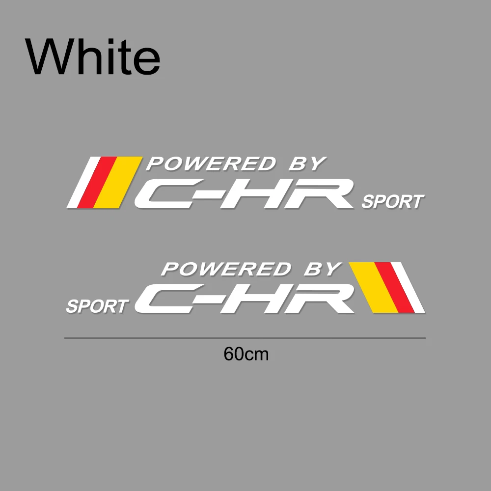 White 60CM 2 шт., автомобильные спортивные ПВХ наклейки, боковые виниловые наклейки на дверь для Toyota C-HR, автомобильный Графический декор, светоотражающие автомобильные аксессуары, Стайлинг - Color Name: White 60CM