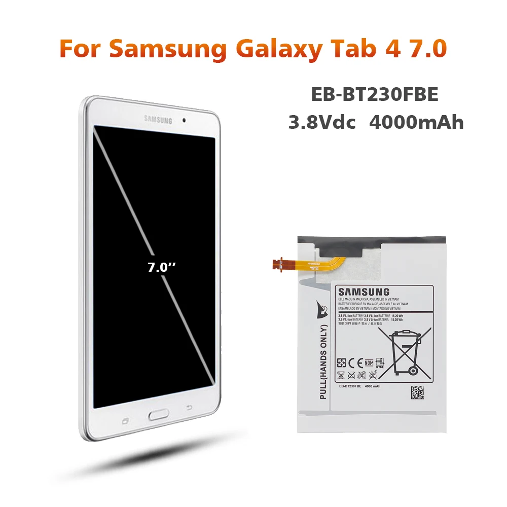Аккумулятор для samsung T230 EB-BT230FBE 4000 мАч для samsung Galaxy Tab 4 7," SM-T230 T231 T235 Сменный аккумулятор для планшета