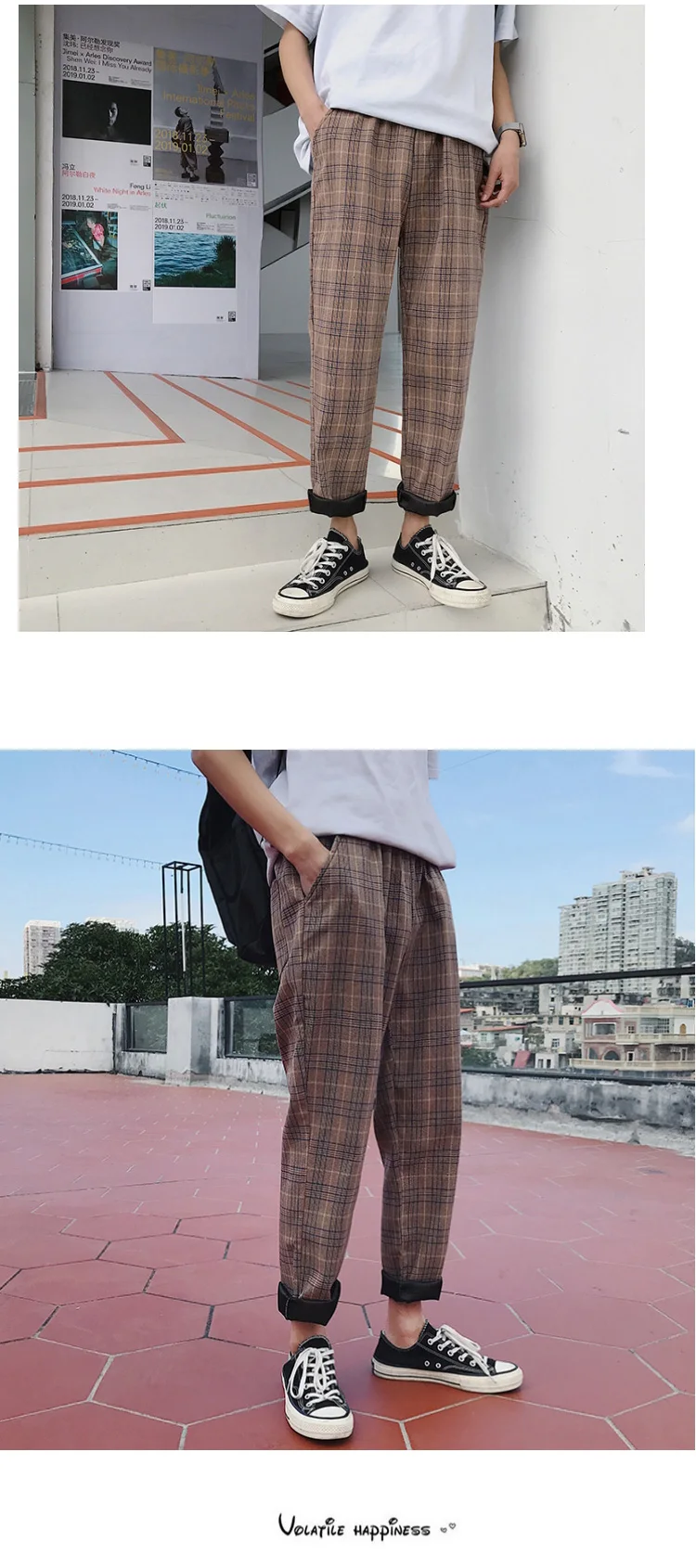 FUODRAO уличная одежда хип-хоп спортивные брюки желтые черные клетчатые брюки корейские мужские джоггеры повседневные шаровары мужские размера плюс K252