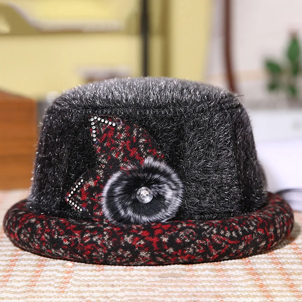 Женские аксессуары осень зима Fedora среднего возраста топ шляпа Повседневная круглая Повседневная Мягкая винтажная искусственная шерсть головной убор подарок