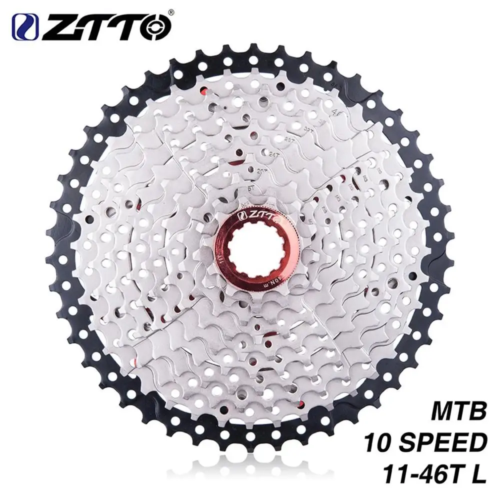 Ztto 10 speed 11-46T широкоугольная кассета для горных велосипедов совместима со всеми стандартными скоростями 8-11 - Цвет: 10 Speed silver