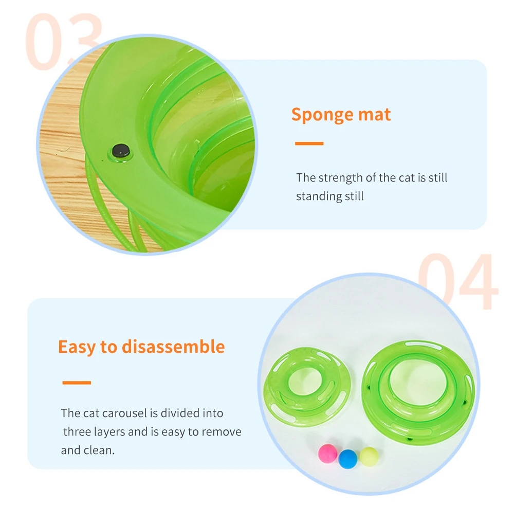Pet Cat Toy Ball Pet Toy Cat Three-Layer Track Turntable Pet Supplies Intelligence Training Interactive Turntable With 3 Balls