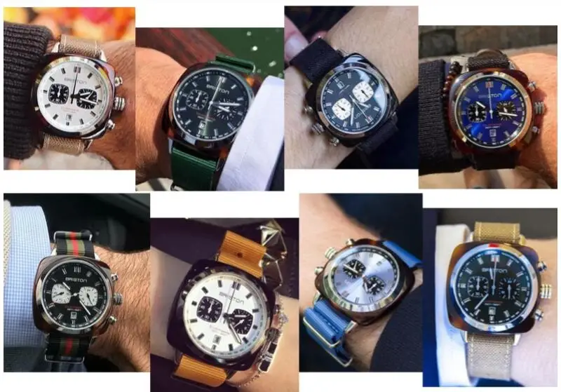 Original BRISTON Couples Wristwatches High Quality Classic Neutral Quartz Watches Sliver Bezel/Black Dial With Black Color Strap