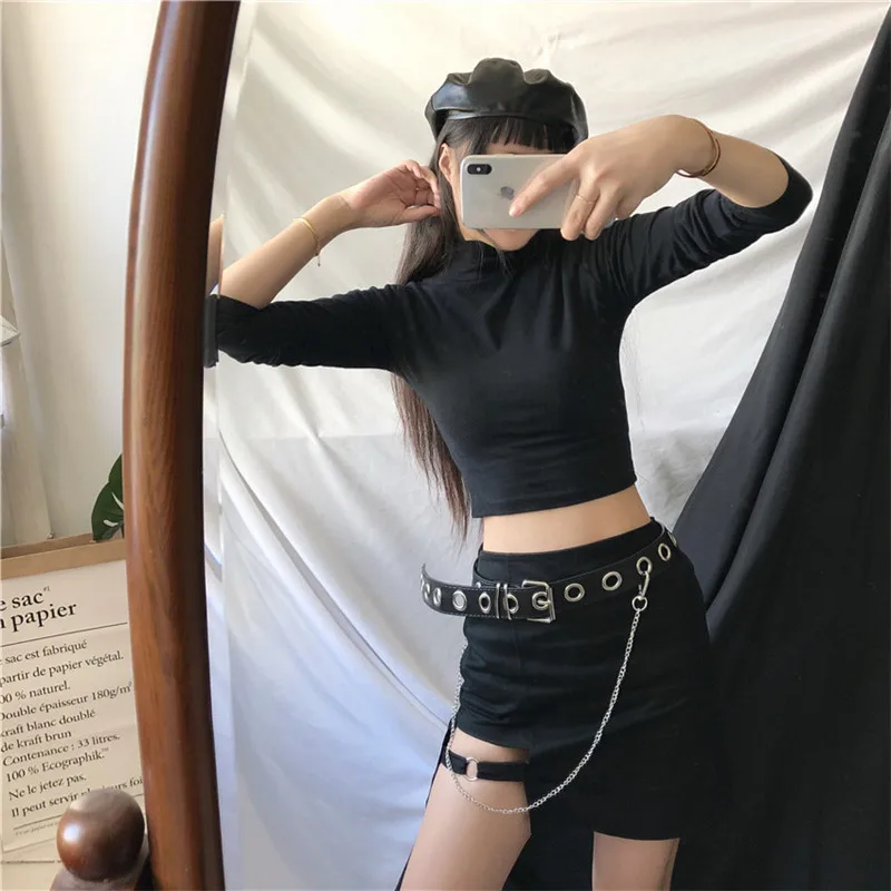 Готический ремень Ulzzang панк-кулон цепь Harajuku пояс новая индивидуальность Досуг корейские черные металлические ремни модные ремни из ПУ