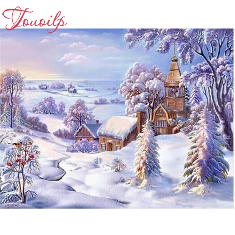 TOUOILP Full Square/Round Drill 5D Diamond Painting &quotKerstmis Toren In De Verte&quot 3D Embroidery Cross Stitch Home Decor Gift | Дом и
