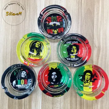 

Classic Cigarette Ashtray Jamaica Bob Marley Fashion Glass Cigar Ashtray Cigarette Weed Smoking Ashtrays Boutique Gift For Men