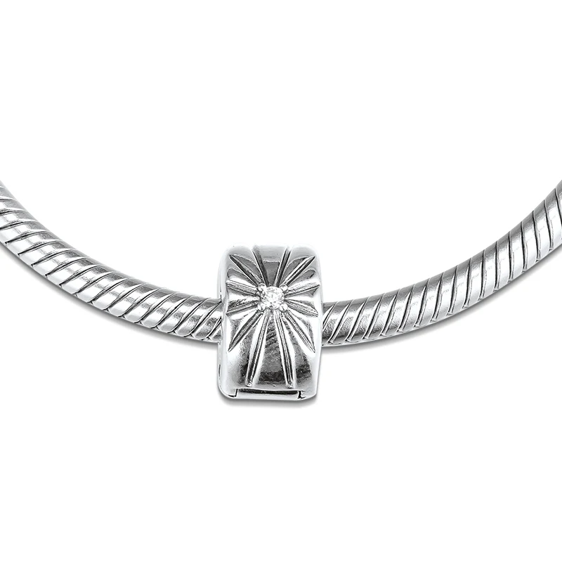 DIY подходит для браслетов Pandora Charms сверкающие бусины Sunburst 925 пробы-серебро-ювелирные изделия