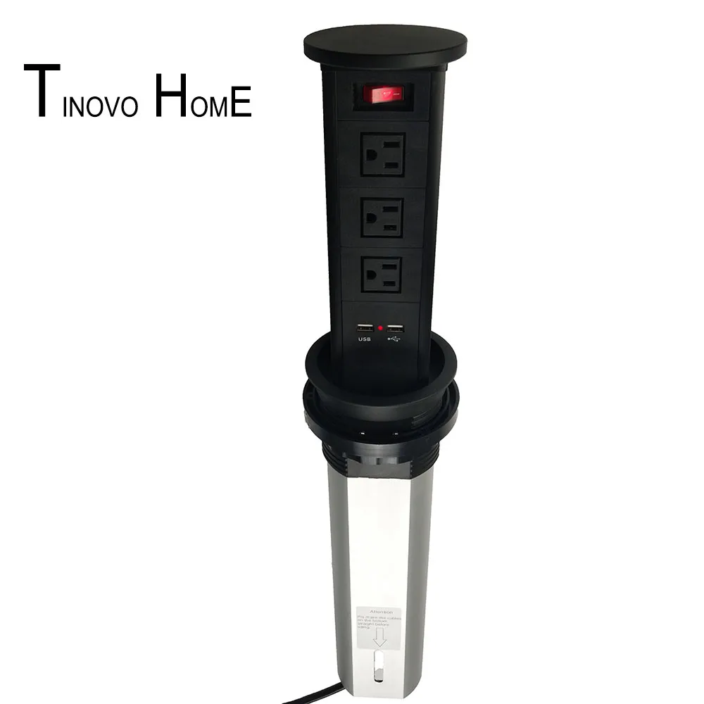 

Pneumatic pop-up desktop socket / office meeting, home socket / aluminum alloy / EU / US / UK socket / USB charging /home SOCKET
