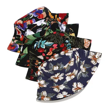 

Fashion Women Men Cap Print Canvas Two-sided Outdoors Bucket Hat 2020 Spring Autumn New Simplicity Fashion Casual Sun Hat DH