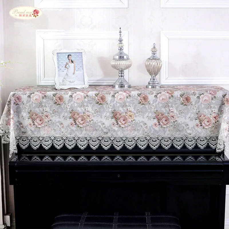 

Proud Rose Lace Piano Cover Couvre Clavier Piano European Piano Towel Dustproof Cover Home Decoration Cover Cloth