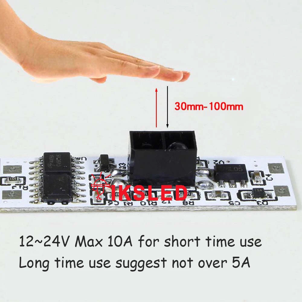 10А большой мощности ИК-датчик DC 12 В/24 В IR ручной волновой датчик переключатель для светодиодной ленты светильник ручной развертки светодиодный светильник переключатель