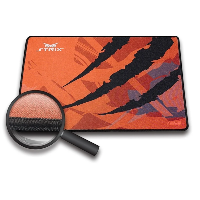 Коврик для мыши ASUS Strix Glide Speed материал- ткань/резина, Speed поверхность, 400 x 300 x 3 мм, цвет: черный/оранжевый