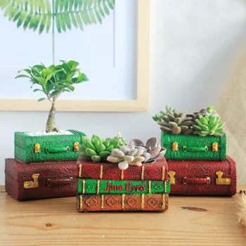

Retro Euro Pean Style Travel Box Flower Pot Creative Home Accessories Crafts Decoration Small Plant Flower Pot Items Storage