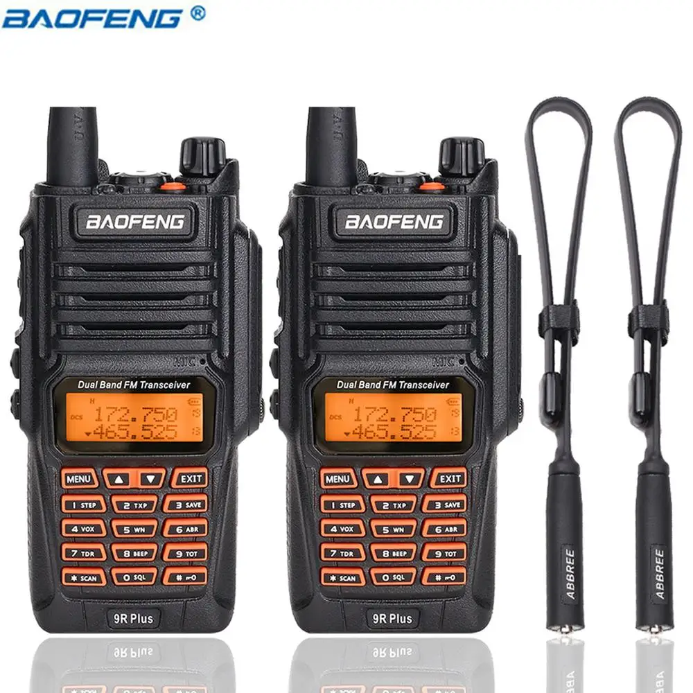 2 шт. BaoFeng UV-9R Plus Водонепроницаемая рация 8 Вт Мощный 136-174 МГц и 400-520 МГц двухдиапазонный Портативный 10 км длинный ранг радио